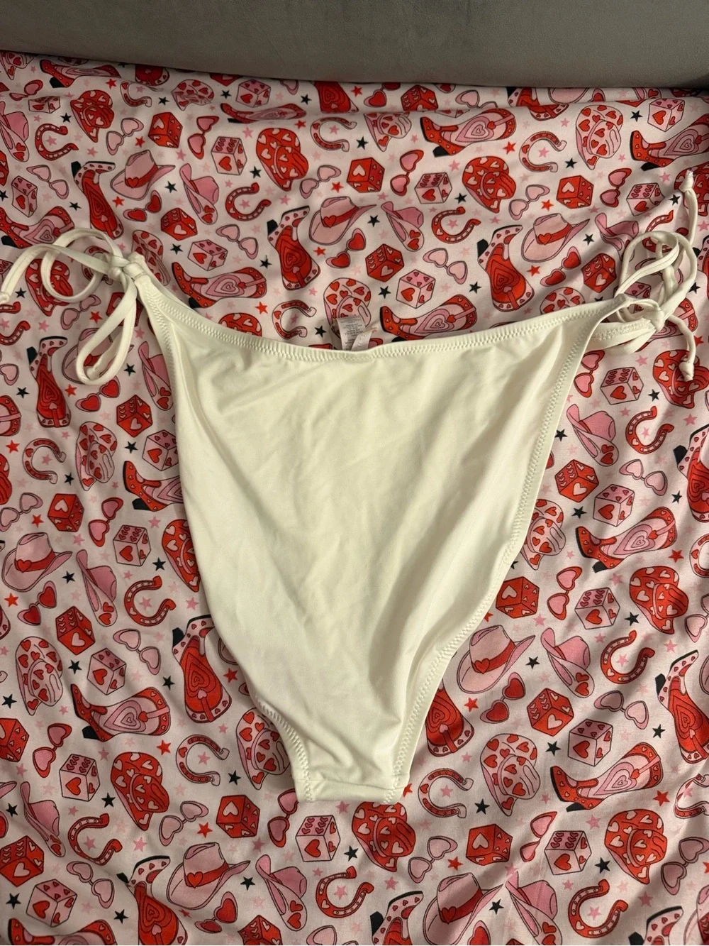 SKIMS Size 2x Tie Bikini Bottom Marble White Swim bottoms New